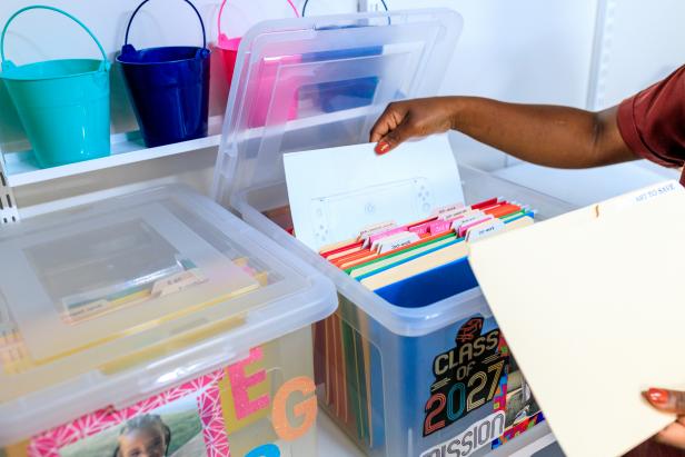 Filing Kid's Schoolwork in Plastic Boxes