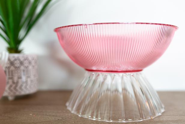 Two clear bowls are combined to make a cute, color-coordinated punch bowl.