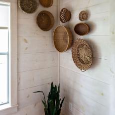Wood Paneled Walls With Baskets
