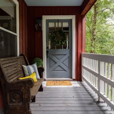 Guest House Front Porch With Gray Door