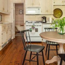 Country Open Plan Kitchen With White Stove