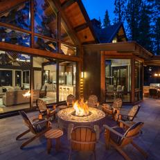 Patio With Fire Pit and Leaf Chairs