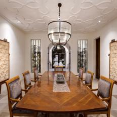 Mediterranean Dining Room With Plaster Ceiling