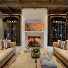 Mediterranean Living Room With Desert Art