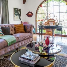 Eclectic Living Room With Leopard Rug