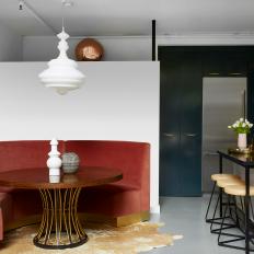 Contemporary Dining Area With Red Banquette