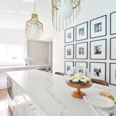White Transitional Kitchen With Photo Gallery Wall