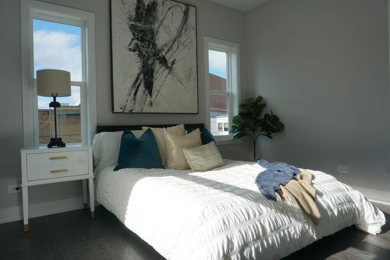 Renovated bedroom as seen on HGTV's Windy City Rehab.