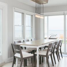 Transitional Neutral Dining Room With Water View