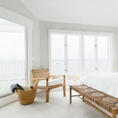 White Scandinavian Bedroom With Basket