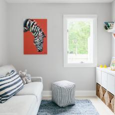 Transitional Playroom With Zebra Art