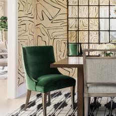 Art Deco Dining Room With Green Chair
