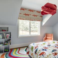Multicolored Boy's Bedroom With Red Light