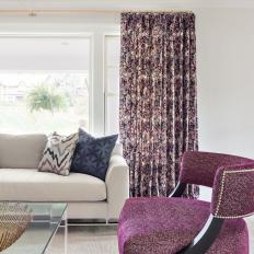 White Living Room With Purple Armchair