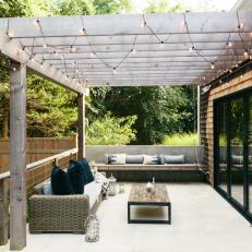 Patio and Pergola With String Lights