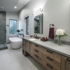 Spa Bathroom With Gray Shower
