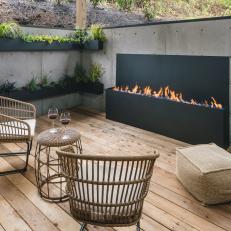Enclosed Deck With Black Fireplace