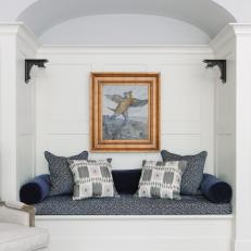 Blue and White Transitional Reading Nook