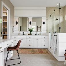 White Country Bathroom With Shiplap