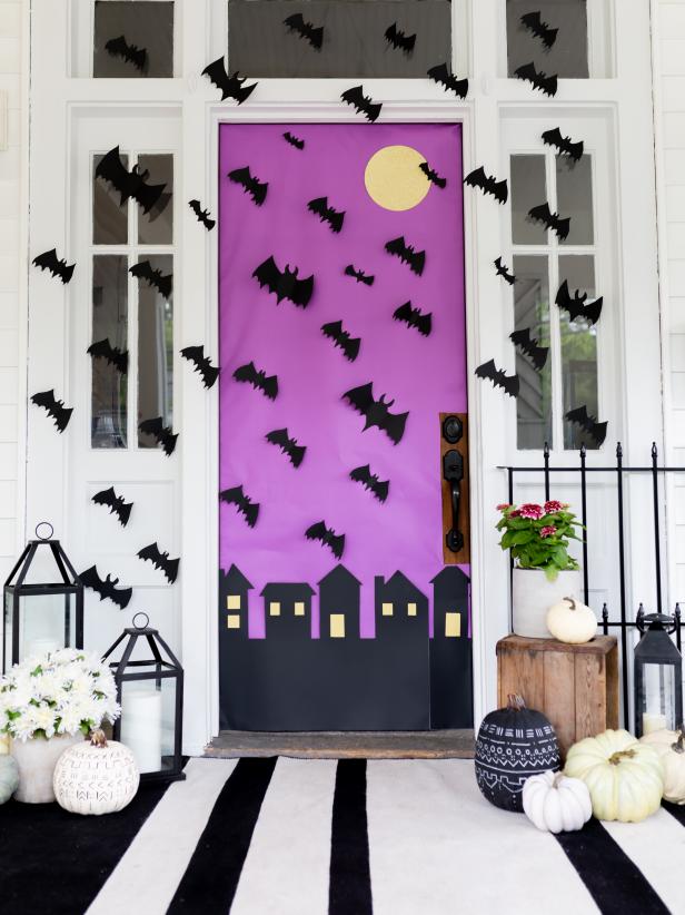 wooden bat door wreath bat cut out Halloween bats wooden shape DIY bat decor