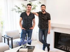 As seen on Celebrity IOU, Property Brothers Drew and Jonathan Scott in Valarie Cearley’s newly remodeled Living Room at her home in Los Angeles, CA.