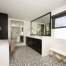 Black and White Main Bathroom With Cement Tile
