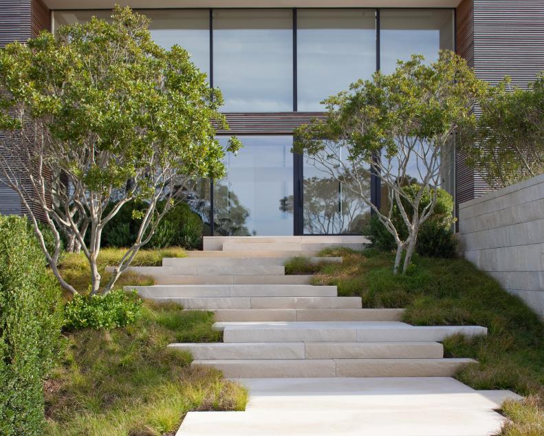 Limestone Stairs With Native Plantings