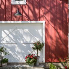 Beautiful Red and White Barn With Stone Stoop