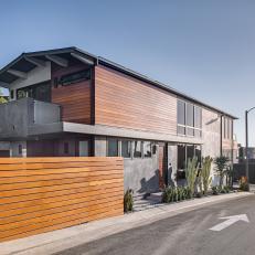 Wood and Concrete Exterior on Contemporary Laguna Beach Home