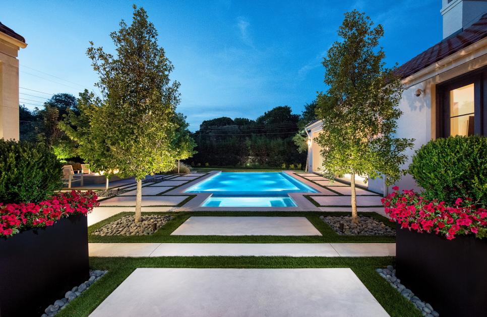 Outdoor Remodel Features Vibrant Landscaping in Central Courtyard