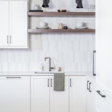 White Kitchen and Open Wood Shelving