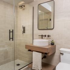 Brown Bathroom With Diamond Floor