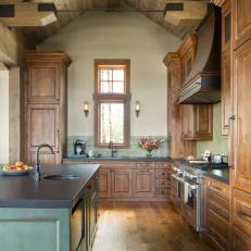 Rustic Chef Kitchen With Vaulted Ceiling