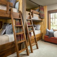Rustic Bunk Bedroom With Leather Bench