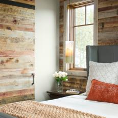 Rustic Main Bedroom With Gray Leather Bed