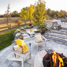 Custom-Built Firepit With View of Field and Stream