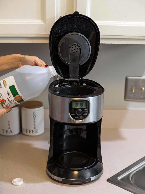 How to clean a coffee maker with vinegar.