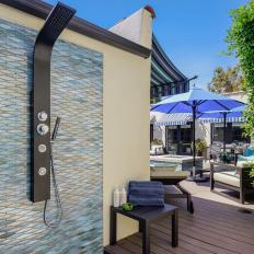Colorful Outdoor Shower on Patio