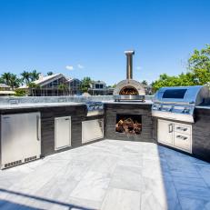 Outdoor Kitchen With Stainless Steel Oven