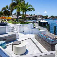 Waterfront Backyard With Boat