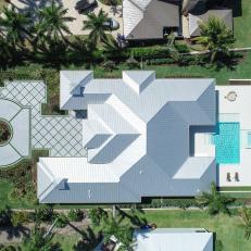 Aerial View of Beach House Highlighting Geometric Driveway