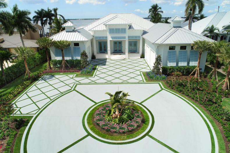 Stunning Driveway Leading to Gorgeous White Beach House