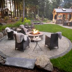 Rustic Fire Pit With River Rocks