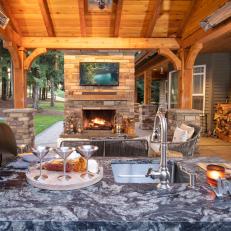 Rustic Outdoor Kitchen and Covered Patio