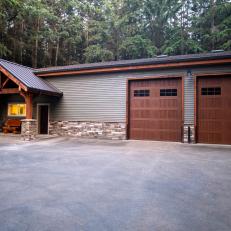 Two-Car Garage With Rustic Accents