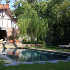 Beautiful Backyard Swimming Pool With Shade Trees