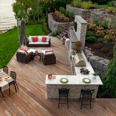 Waterfront Patio With Outdoor Kitchen