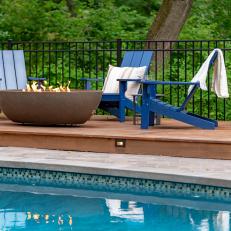 Poolside Deck With Blue Armchairs