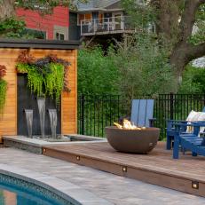 Deck and Fountain With Planters