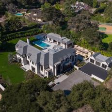 Aerial Shot of Gorgeous Contemporary Mansion